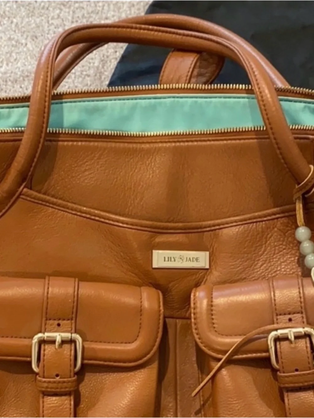 Structured Tan Bag with Exterior Pockets Lily & Jade Elizabeth in Congac